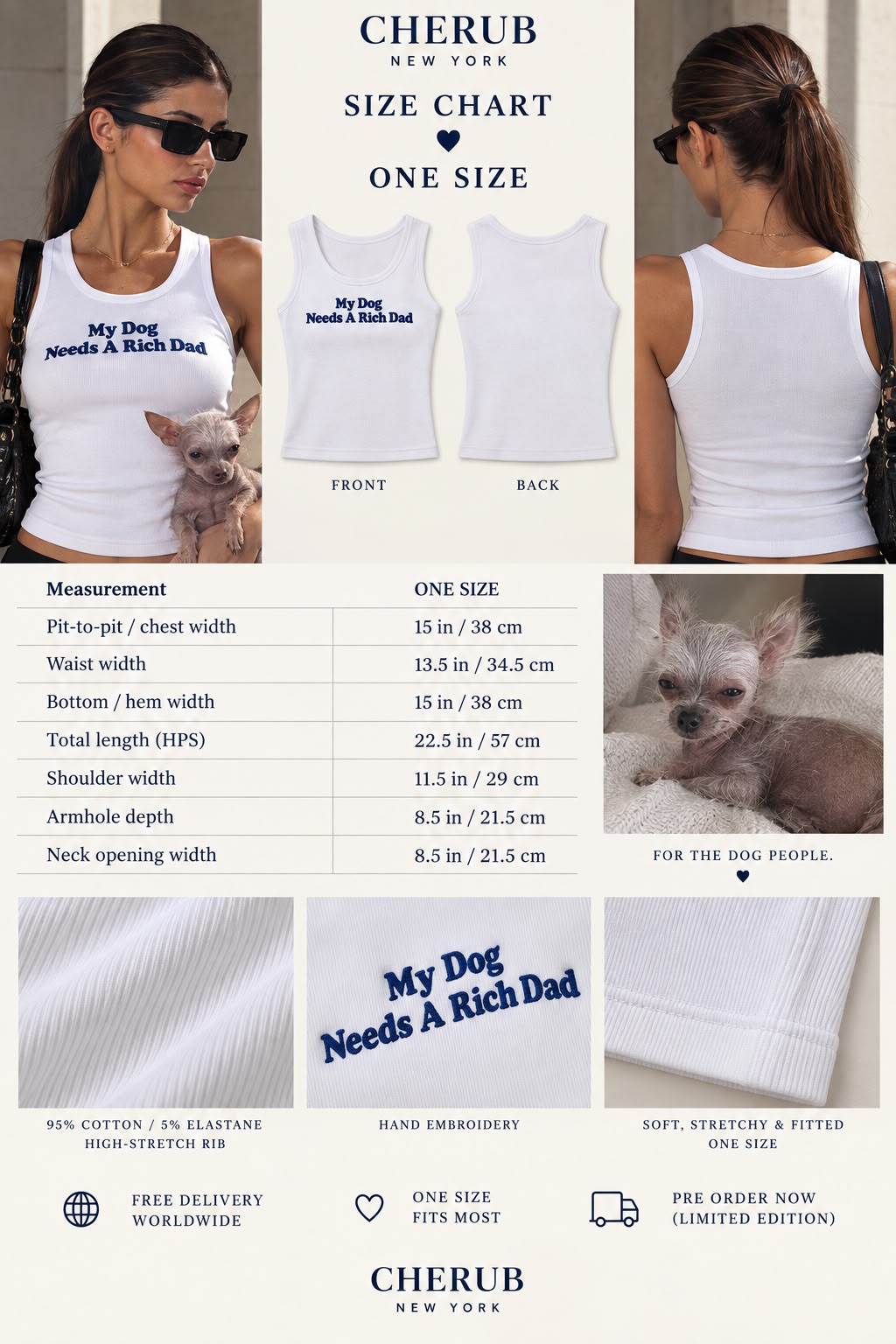 'My Dog Needs A Rich Dad' Ribbed Embroided Top