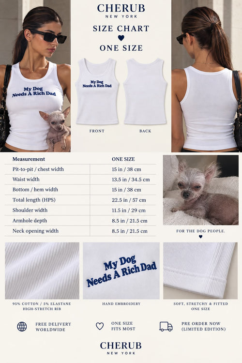 'My Dog Needs A Rich Dad' Ribbed Embroided Top