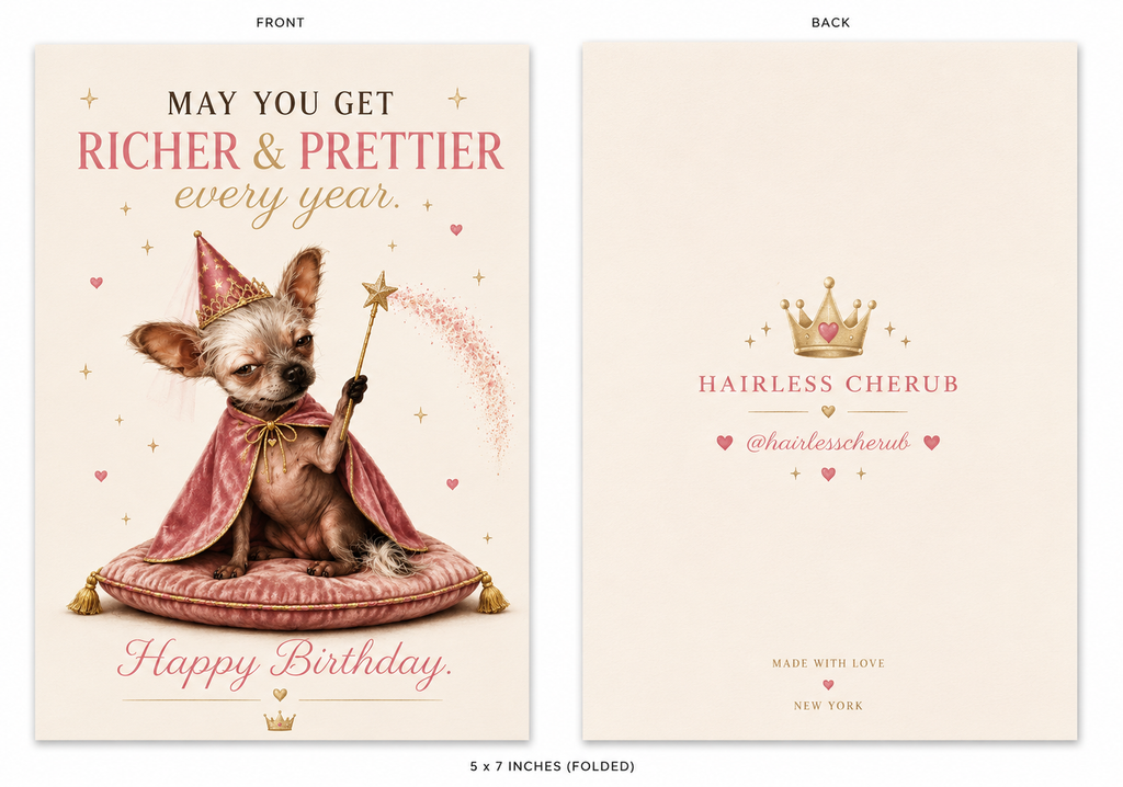 Hairless Cherub Birthday card