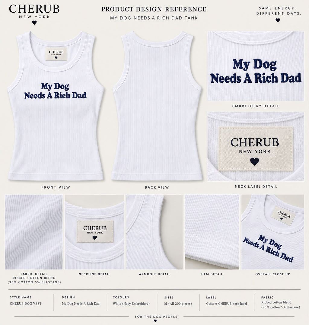 'My Dog Needs A Rich Dad' Ribbed Embroided Top