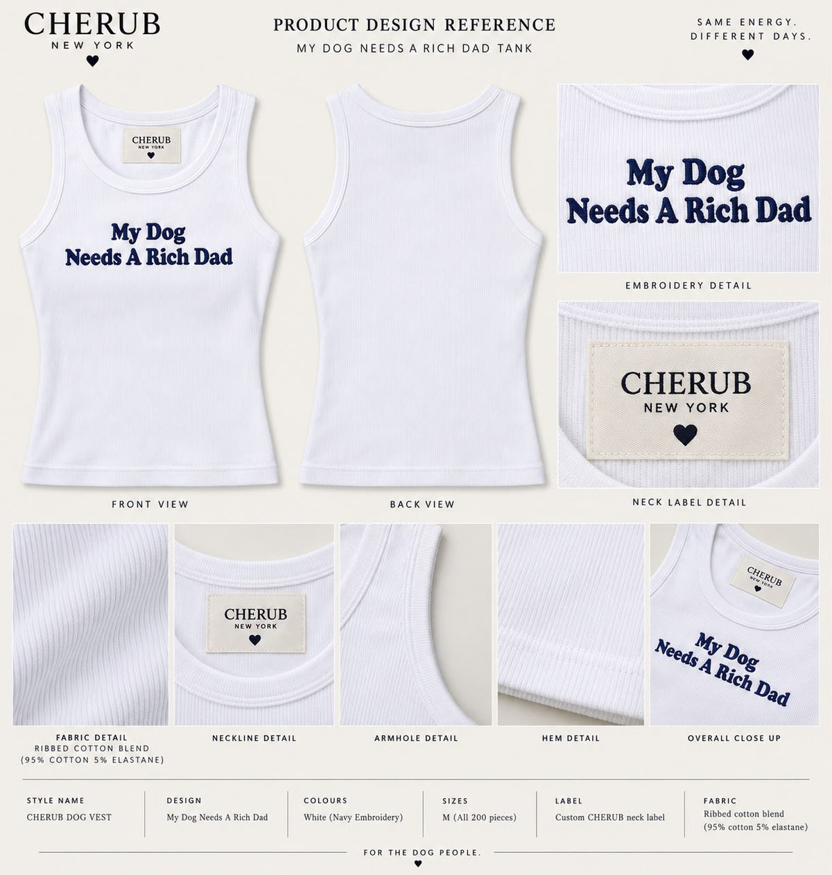 'My Dog Needs A Rich Dad' Ribbed Embroided Top